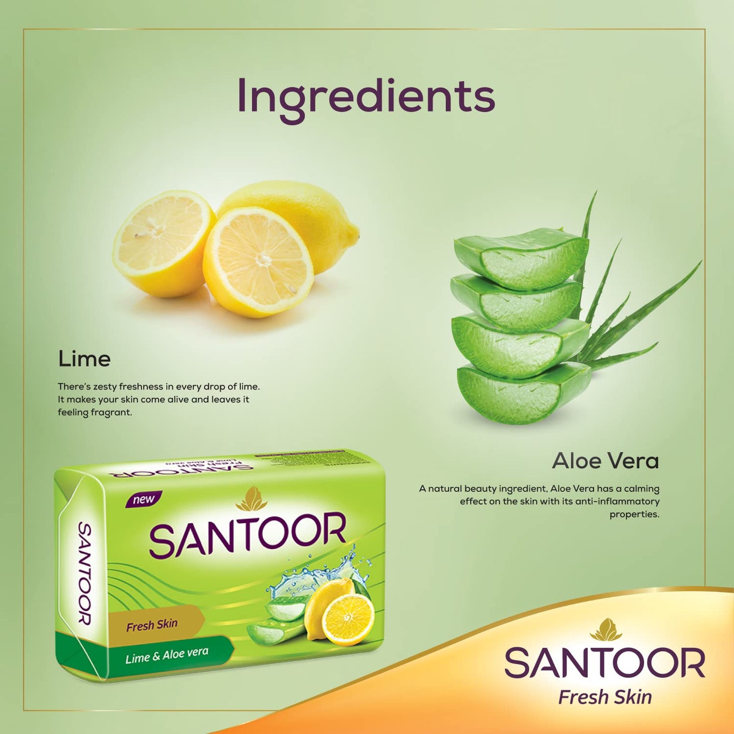 SANTOOR FRESH SKIN LIME & ALOVE VERA 4125GM